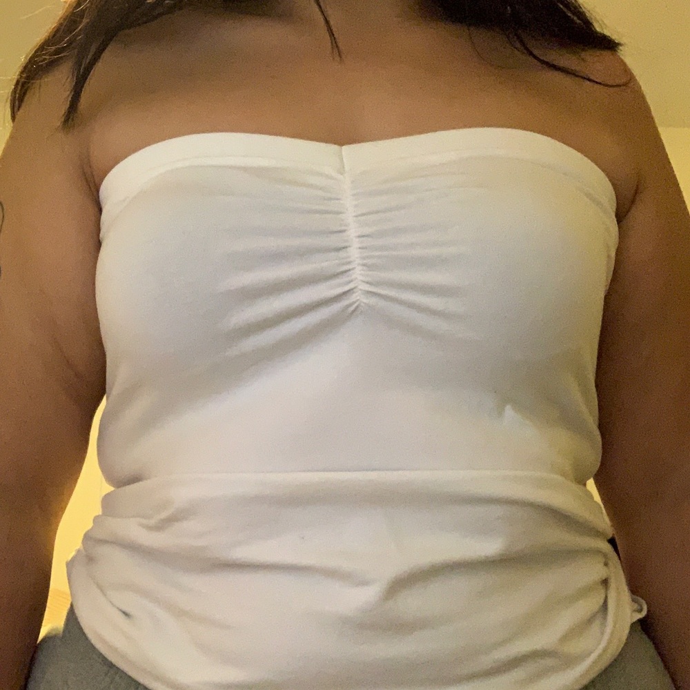 Torrid White Strapless Bodycon Cinched Front